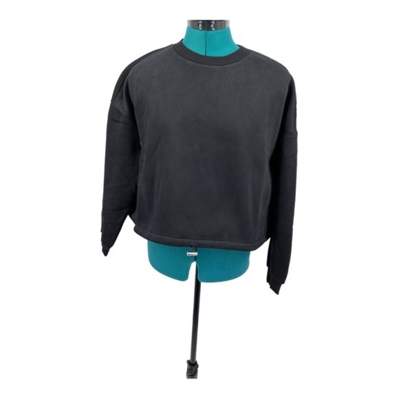 CALI BE Cropped Pullover Velvet  Sweatshirt with a metal Drawstring - Picture 1 of 4